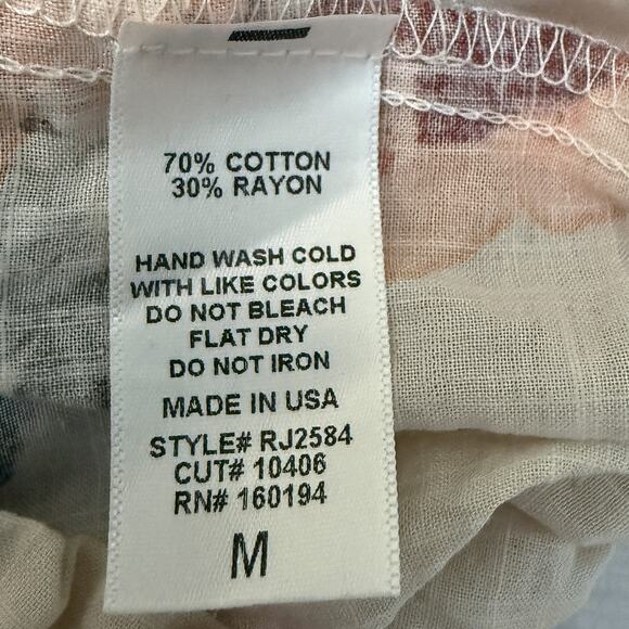 By Together Floral Puff Sleeve Off Shoulder Blouse RJ2584 USA Cotton Rayon - Picture 3 of 5